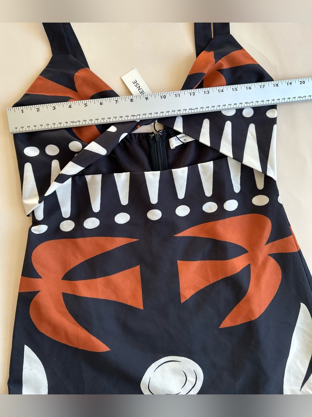 Commense Black, White & Rust Cutout Midi Dress size XL - Picture 4 of 7